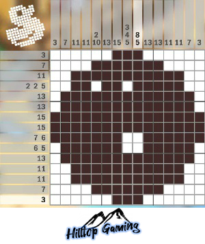 Solution to the A19 Bowling Ball puzzle on Picture Cross in the World's Biggest Puzzle pack.