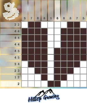 Solution to the B8 Broken Hearted puzzle on Picture Cross in the World's Biggest Puzzle pack.