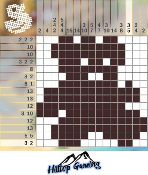 Solution to the D19 Teddy Bear puzzle on Picture Cross in the World's Biggest Puzzle pack.
