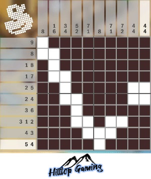 Solution to the E12 Hockey Stick puzzle on Picture Cross in the World's Biggest Puzzle pack.