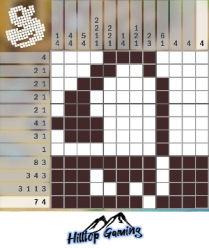 Solution to the Q17 Fishing Rod puzzle on Picture Cross in the World’s Biggest Puzzle pack.