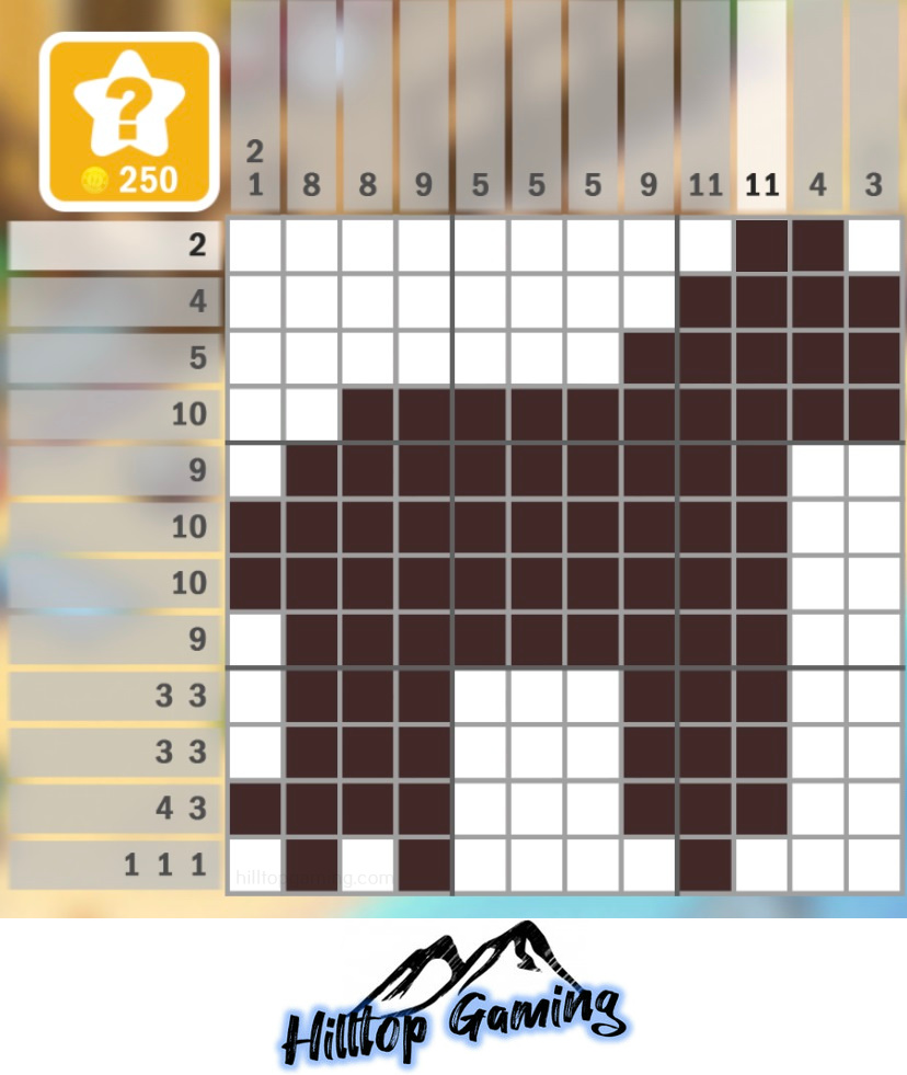 Solution to the I7 Gorilla puzzle on Picture Cross in the Theme Park Pack.