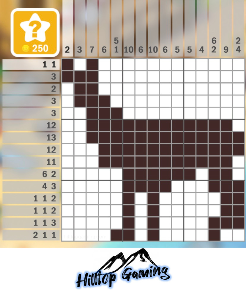 Solution to the J10 Llama puzzle on Picture Cross in the On the Farm pack.